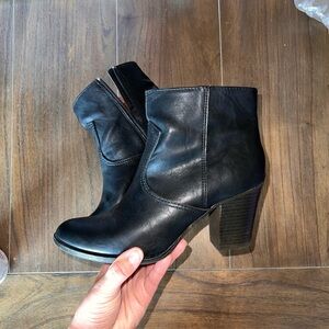 Women’s black leather booties